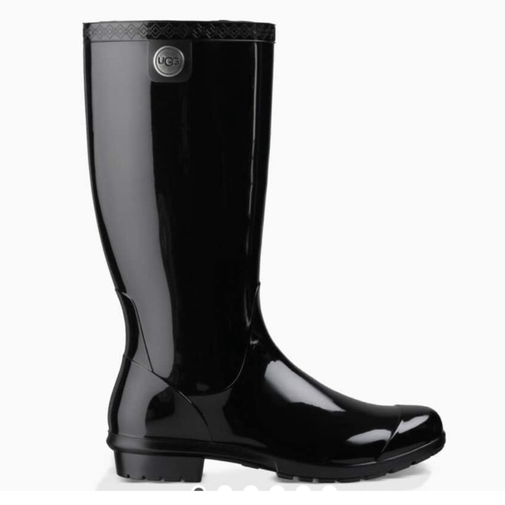 Ugg Tall Black Shiny Rain Boots Size 10 Women’s